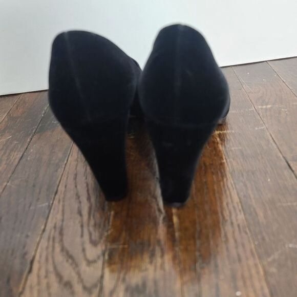 Black Vegan Suede Loafer Chunky Heel Mootsie Tootsies Collection 7 1/2 - Picture 6 of 10